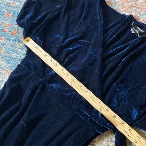 Modcloth x Collectif Velvet Wrap Maxi Dress Navy Blue Size 10 Large - Picture 7 of 11